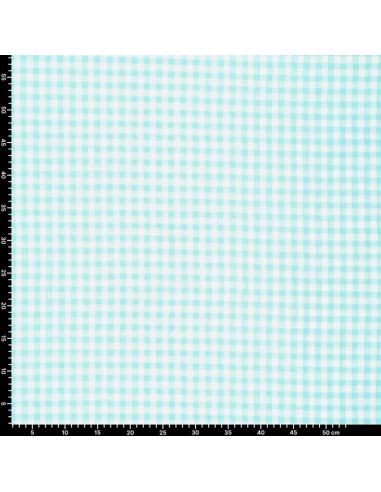 Plaid Seersucker Fabric - Turquoise Blue