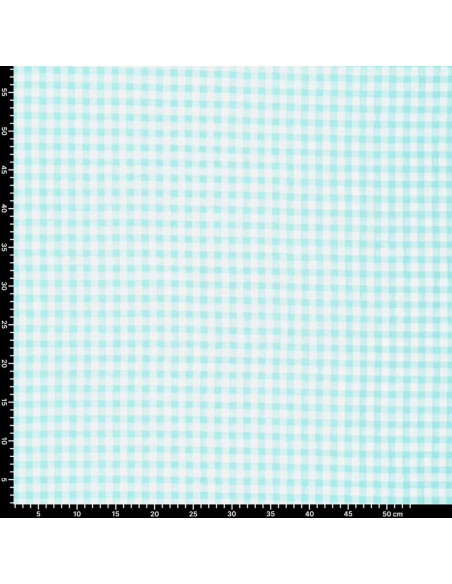 Plaid Seersucker Fabric - Turquoise Blue
