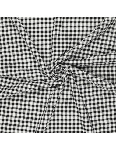 Plaid Seersucker Fabric - Black