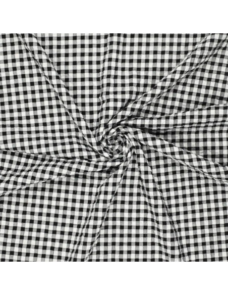 Plaid Seersucker Fabric - Black