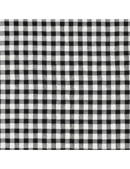 Plaid Seersucker Fabric - Black
