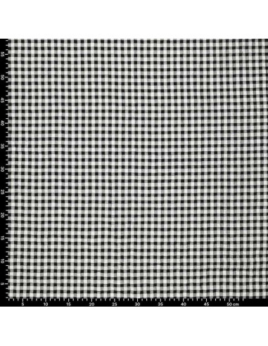 Plaid Seersucker Fabric - Black