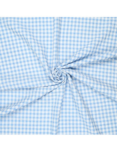 Plaid Seersucker Fabric - Blue