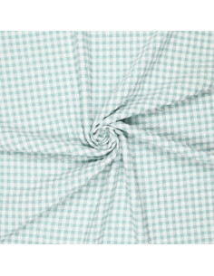 Light Green Checkered Seersucker Fabric