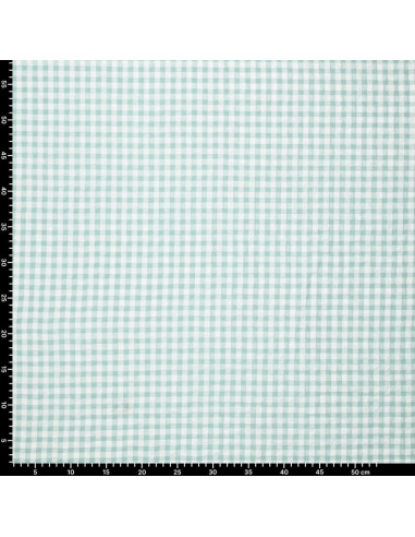 Light Green Checkered Seersucker Fabric