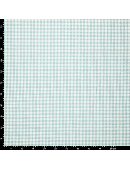 Light Green Checkered Seersucker Fabric