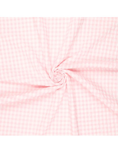 Plaid Seersucker Fabric - Pink