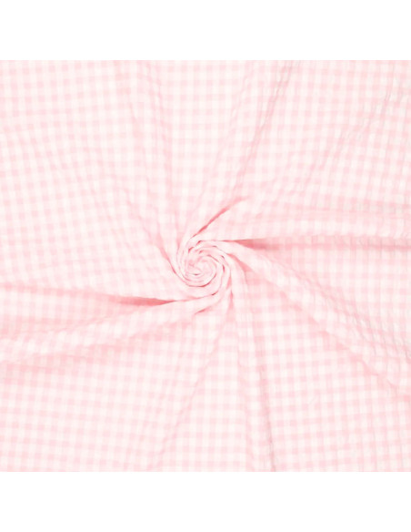 Plaid Seersucker Fabric - Pink