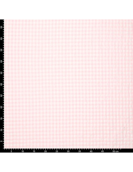 Plaid Seersucker Fabric - Pink