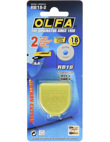 2 replacement blades for Olfa cutter - 18 mm