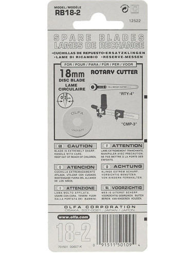2 replacement blades for Olfa cutter - 18 mm