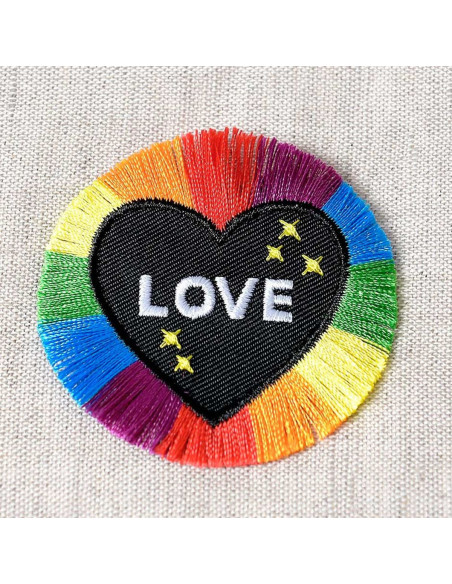 Iron-on heart patch LOVE - Multicolor