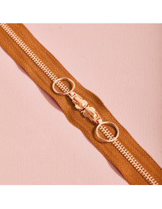 Gold and Pecan Pie double slider zipper 40 cm - Atelier Brunette