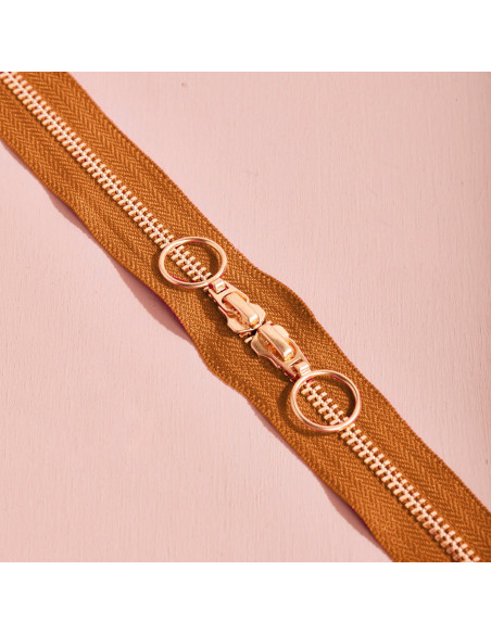 Gold and Pecan Pie double slider zipper 40 cm - Atelier Brunette