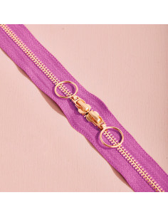Gold and Bubble Gum double slider zipper 40 cm - Atelier Brunette
