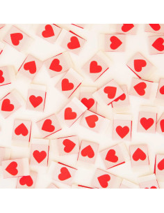 Set of 8 woven labels - Red heart