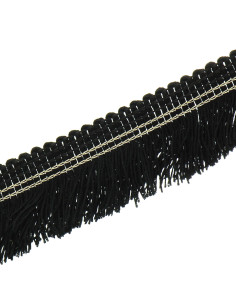 Overstitched fringe gold 30 mm - Black