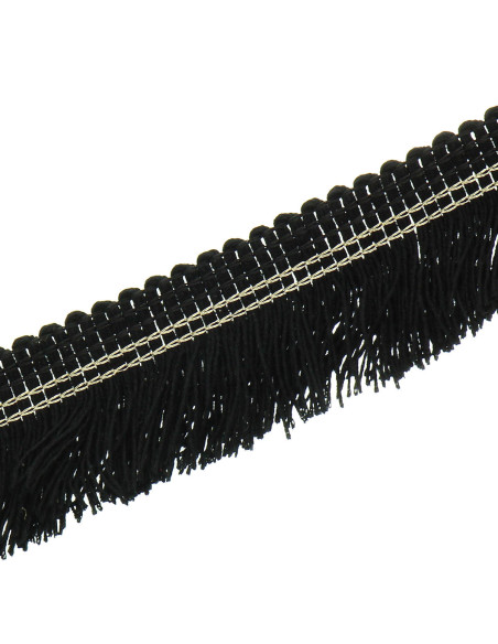 Overstitched fringe gold 30 mm - Black