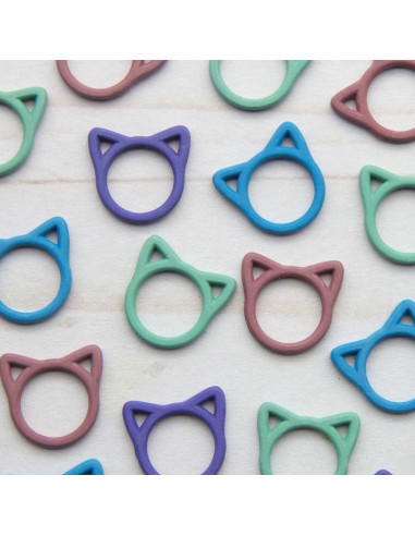 Set of 8 closed stitch markers - Colorful cat