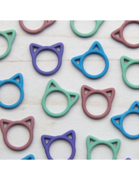 Set of 8 closed stitch markers - Colorful cat