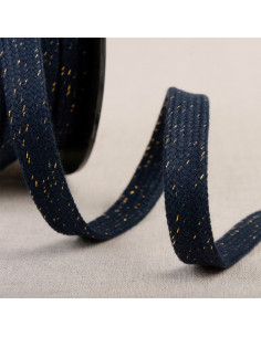Flat braided lurex cord - Navy and gold