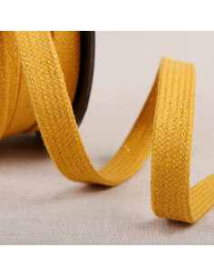 Flat braided lurex cord - Mustard