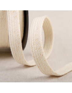 Flat braided lurex cord - Ecru