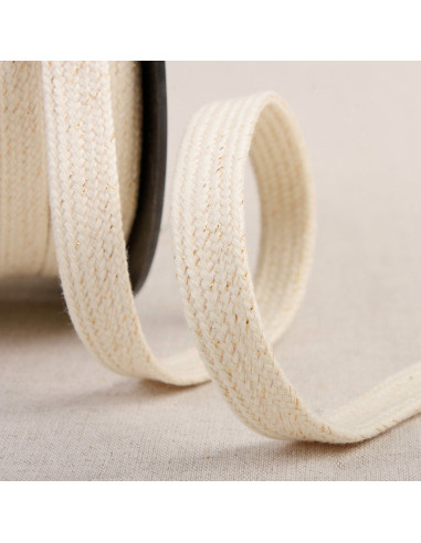 Flat braided lurex cord - Ecru