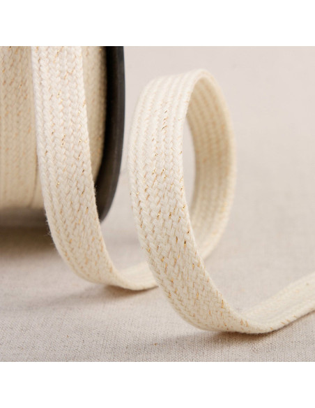 Flat braided lurex cord - Ecru