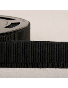 Elastic ribbed waistband for skirt - Black