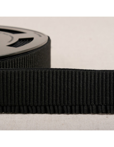 Elastic ribbed waistband for skirt - Black