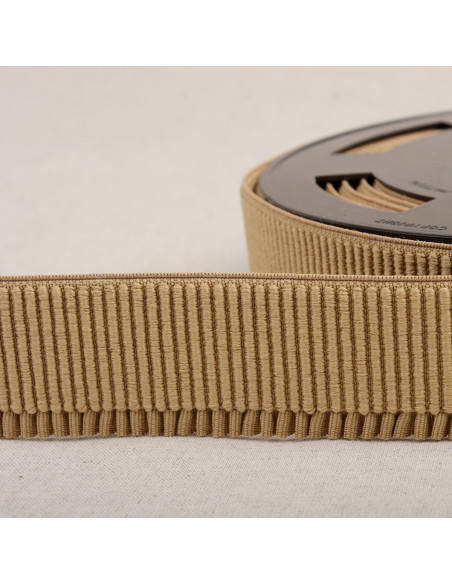 Elastic ribbed waistband for skirt - Beige