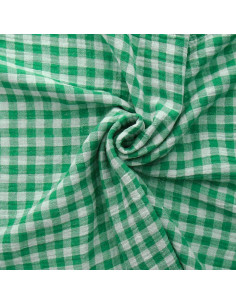 Waffle double gauze fabric gingham - Clover and off-white