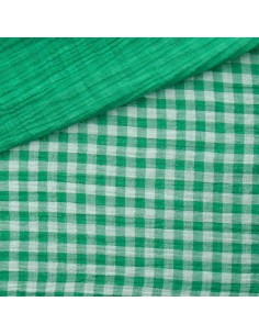 Waffle double gauze fabric gingham - Clover and off-white 2