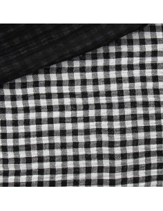 Crinkled double gauze fabric gingham - Black and off-white 2