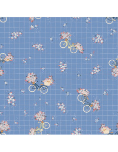 Blue Bicycle Cotton Satin Fabric - Lise Tailor 2