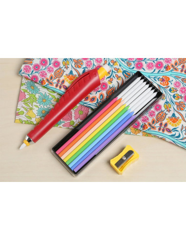 Mechanical chalk pencil + chalks + pencil sharpener