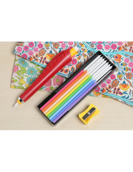 Mechanical chalk pencil + chalks + pencil sharpener