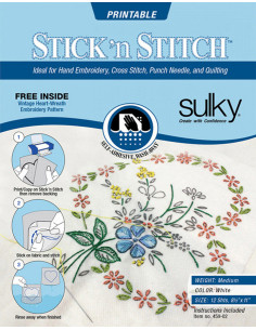 Set of 12 water-soluble, adhesive, and printable A4 Stick N Stitch Sulky sheets