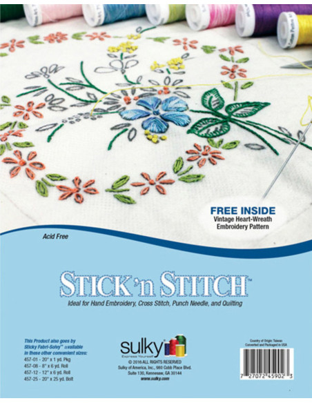 Set of 12 water-soluble, adhesive, and printable A4 Stick N Stitch Sulky sheets