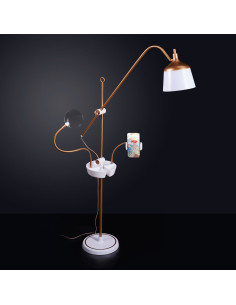 Floor lamp with magnifying glass, tray, and phone clamp Daylight Anita