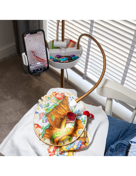 Floor lamp with magnifying glass, tray, and phone clamp Daylight Anita