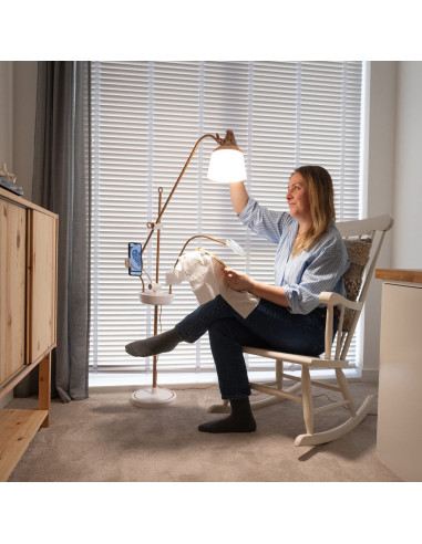Floor lamp with magnifying glass, tray, and phone clamp Daylight Anita