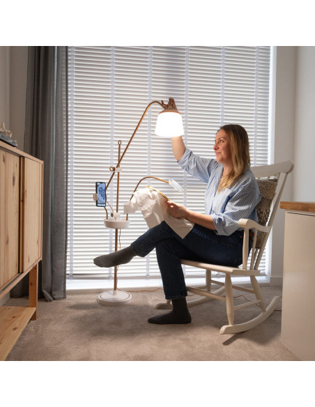 Floor lamp with magnifying glass, tray, and phone clamp Daylight Anita