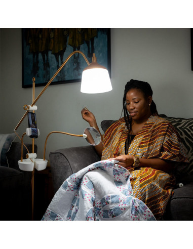 Floor lamp with magnifying glass, tray, and phone clamp Daylight Anita