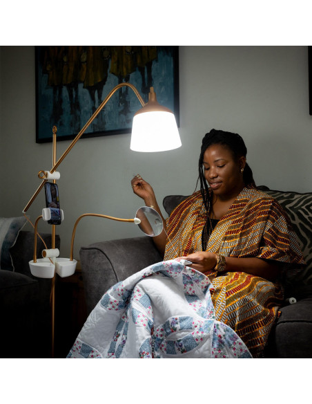 Floor lamp with magnifying glass, tray, and phone clamp Daylight Anita