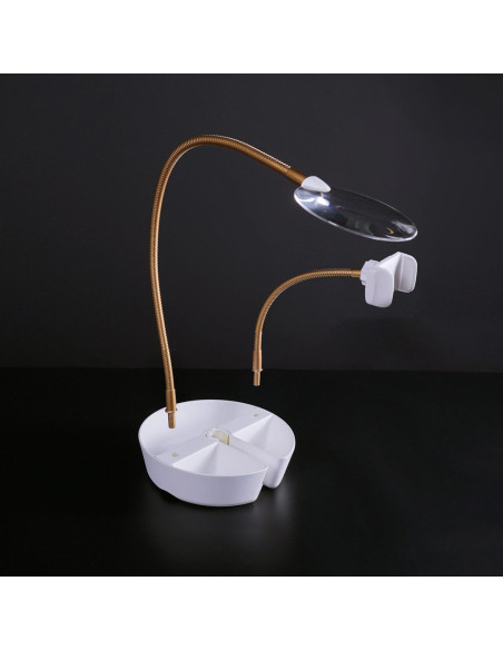 Floor lamp with magnifying glass, tray, and phone clamp Daylight Anita
