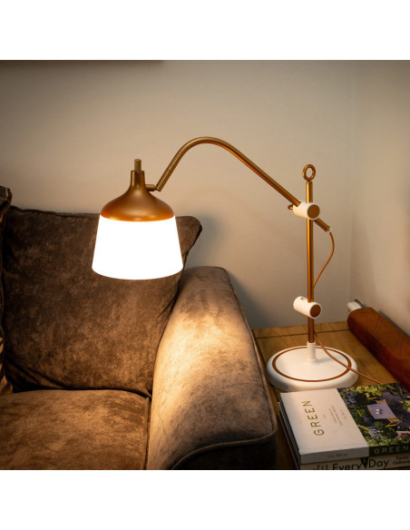 Lamp on table with magnifying glass, tray, and phone clamp Daylight Anita