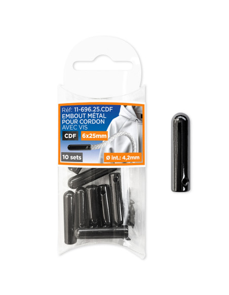 Set of 10 metal cord ends with screws - Gunmetal