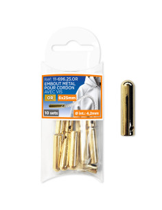 Set of 10 metal cord ends with screws - Gold